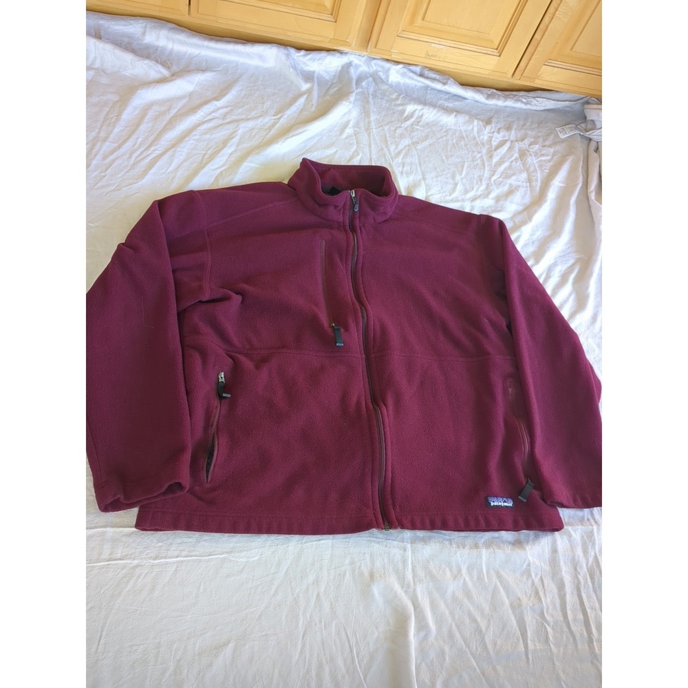Patagonia Synchilla Fleece Jacket Full Zip Mock Neck Mens Sz Large Burgundy Red